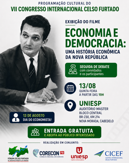 Programação cultural do VII Congresso Internacional Celso Furtado